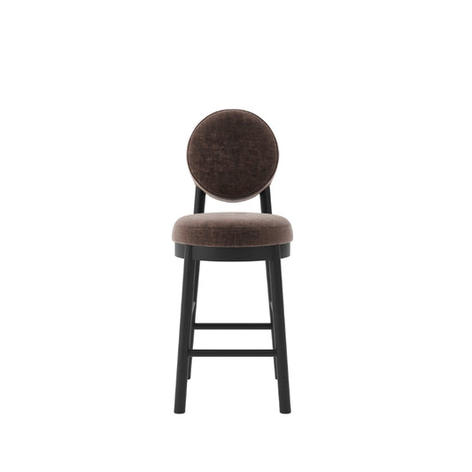 Brown bar stool with black legs on a white background