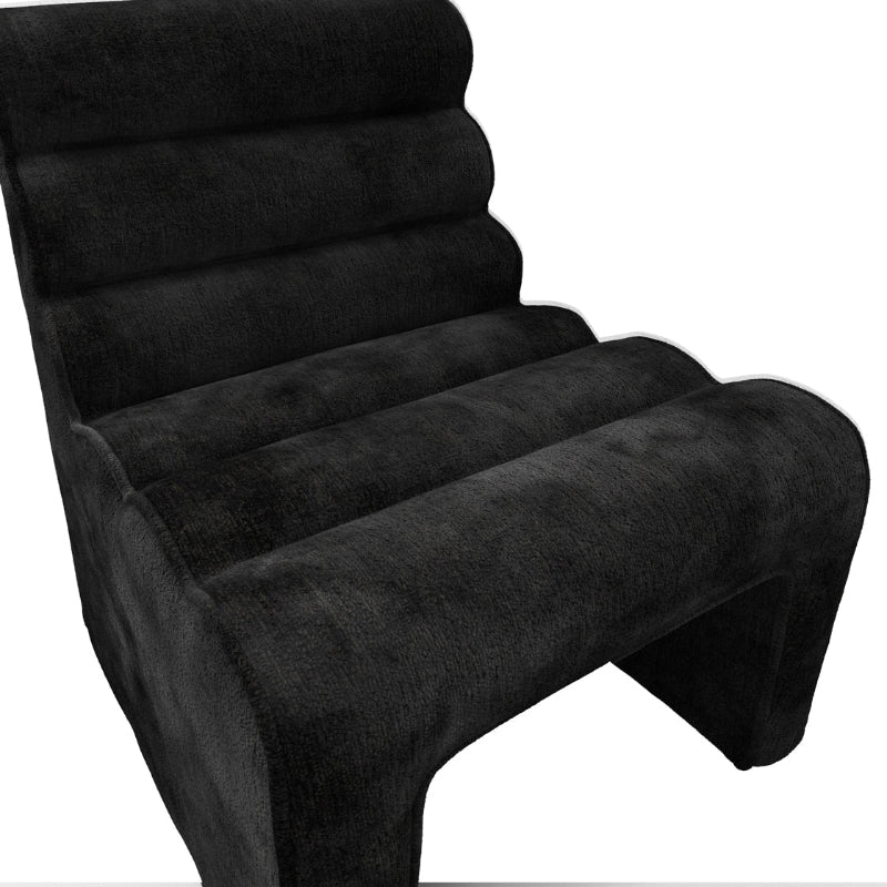 Black upholstered chair on a white background