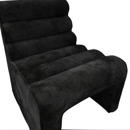 Black upholstered chair on a white background