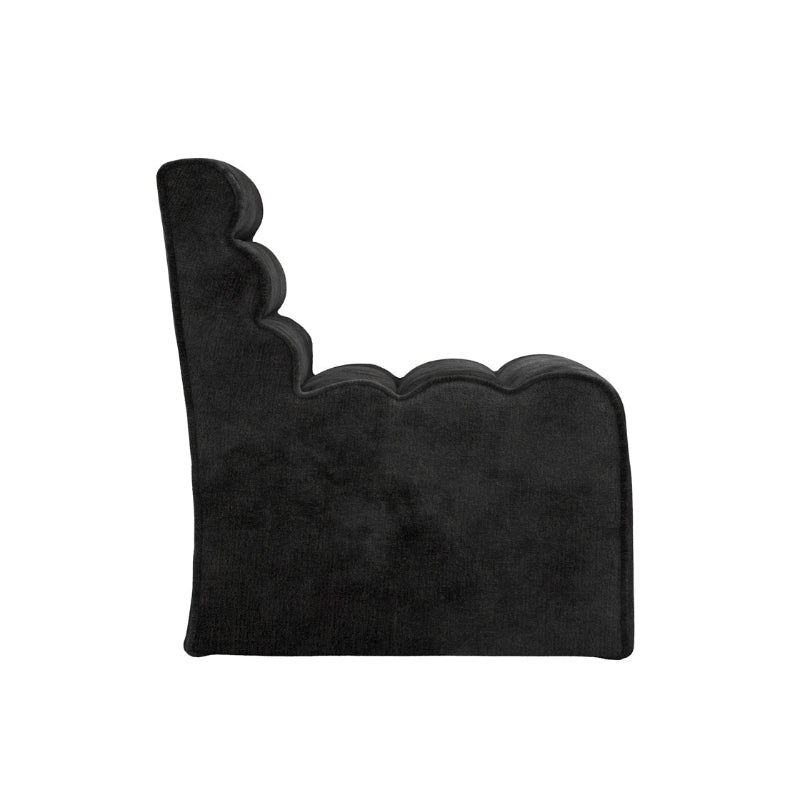 Black decorative corner piece on a white background