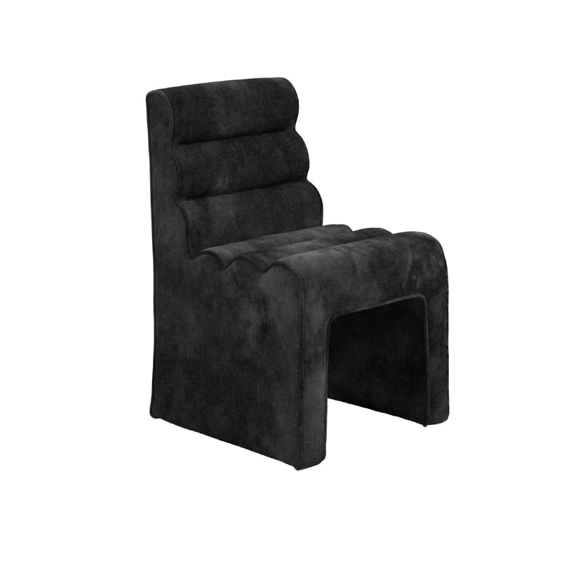 Black upholstered chair on a white background