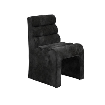 Black upholstered chair on a white background