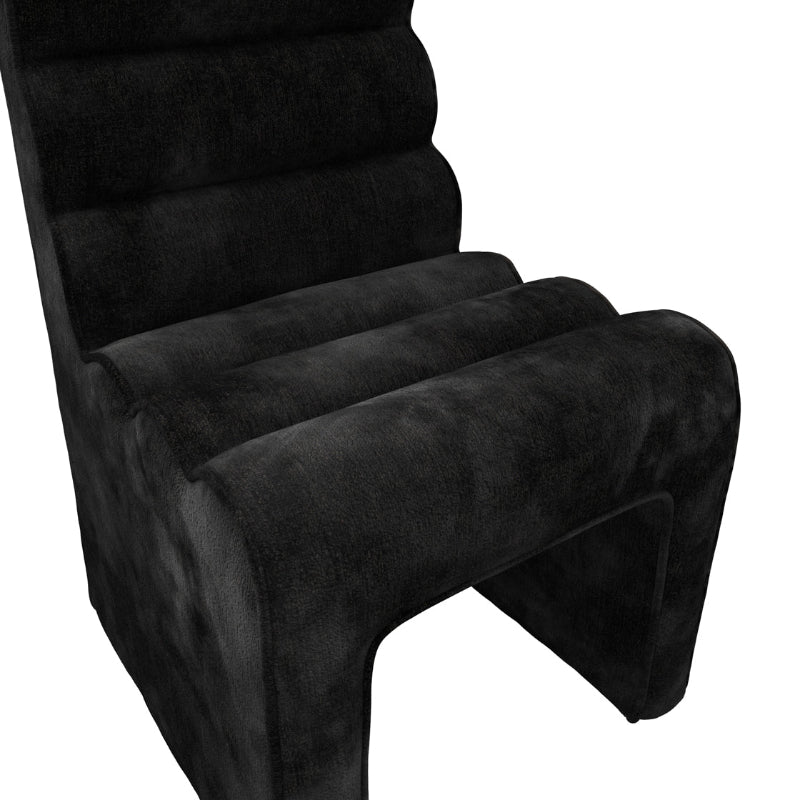 Black chair with a textured surface on a white background
