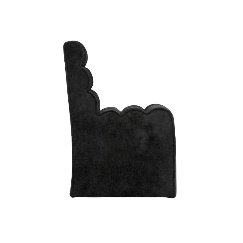 Black foam finger with wavy edge on a white background