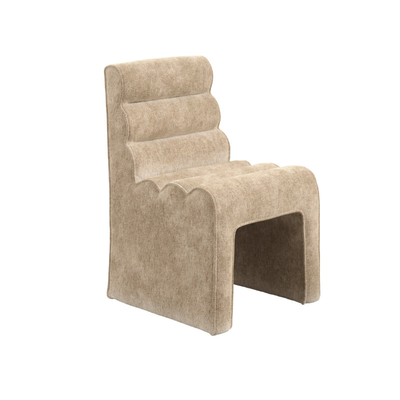 Beige chair with a unique design on a white background