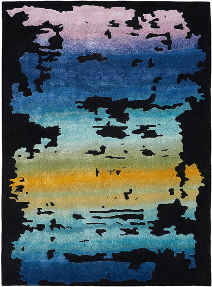 Nourison Prismatic Sunset Statement Rug - Black/Multicolour