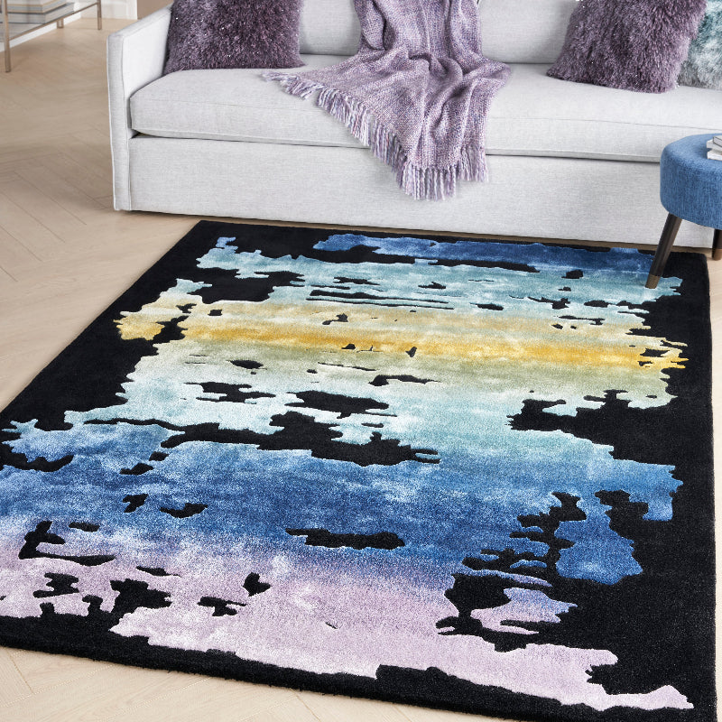 Nourison Prismatic Sunset Statement Rug - Black/Multicolour