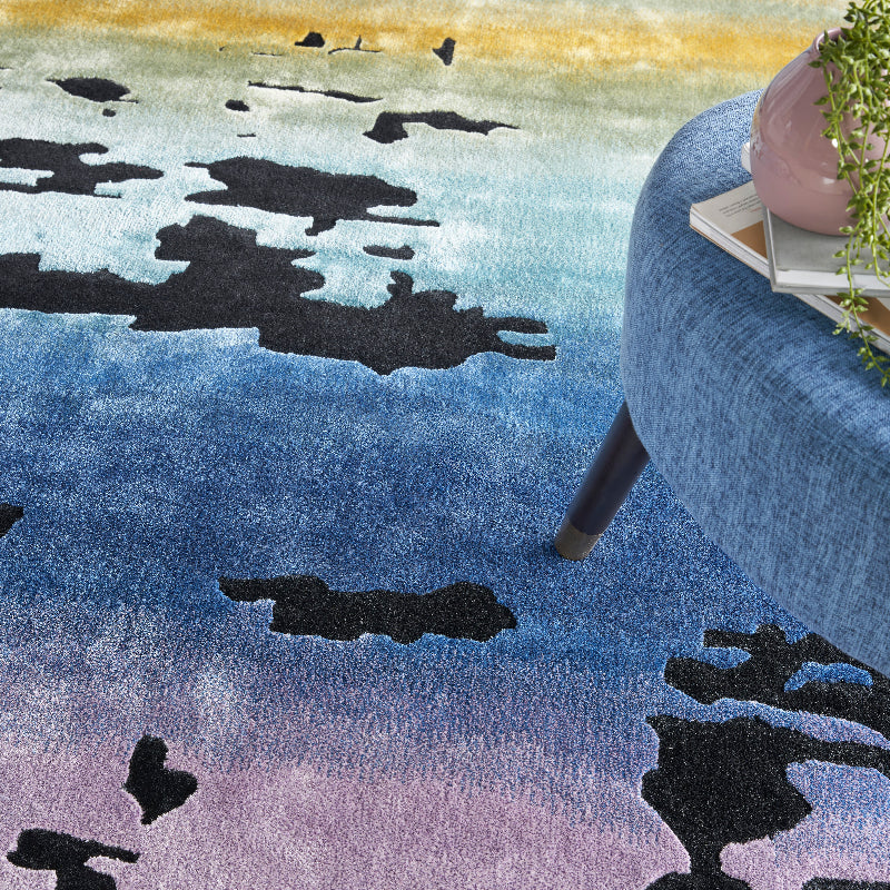 Nourison Prismatic Sunset Statement Rug - Black/Multicolour