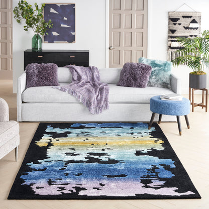 Nourison Prismatic Sunset Statement Rug - Black/Multicolour