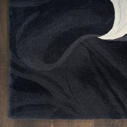 Nourison Prismatic Midnight Flow Rug- Ivory & Black