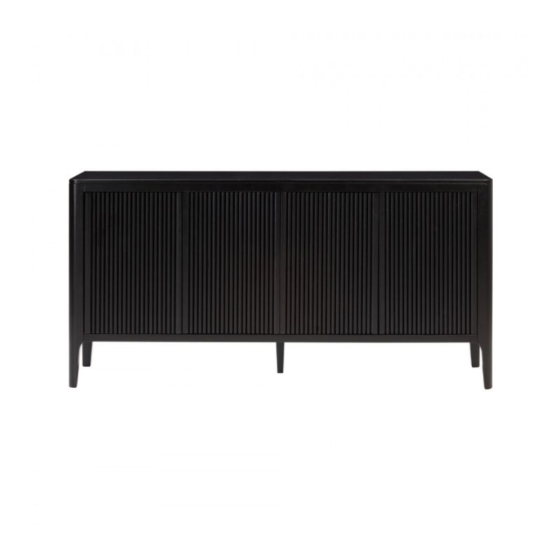 Black sideboard with a ribbed texture on a white background
