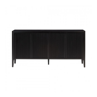 Black sideboard with a ribbed texture on a white background