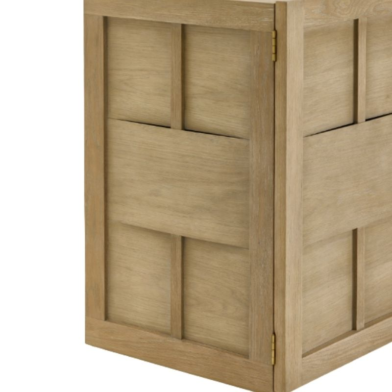 Wooden cabinet with a geometric design on a white background