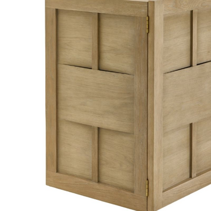 Wooden cabinet with a geometric design on a white background