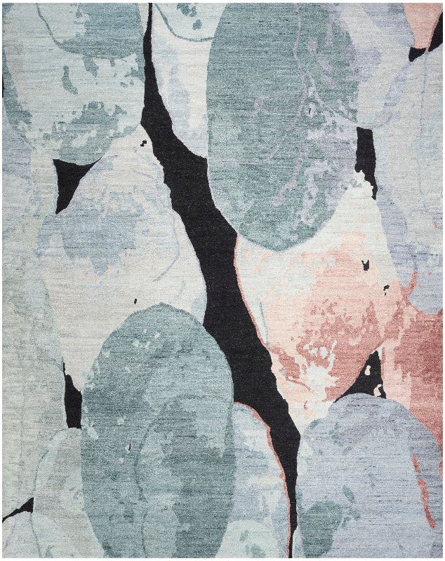 Nourison Silk Shadows Contemporary Rug - Blue Pink