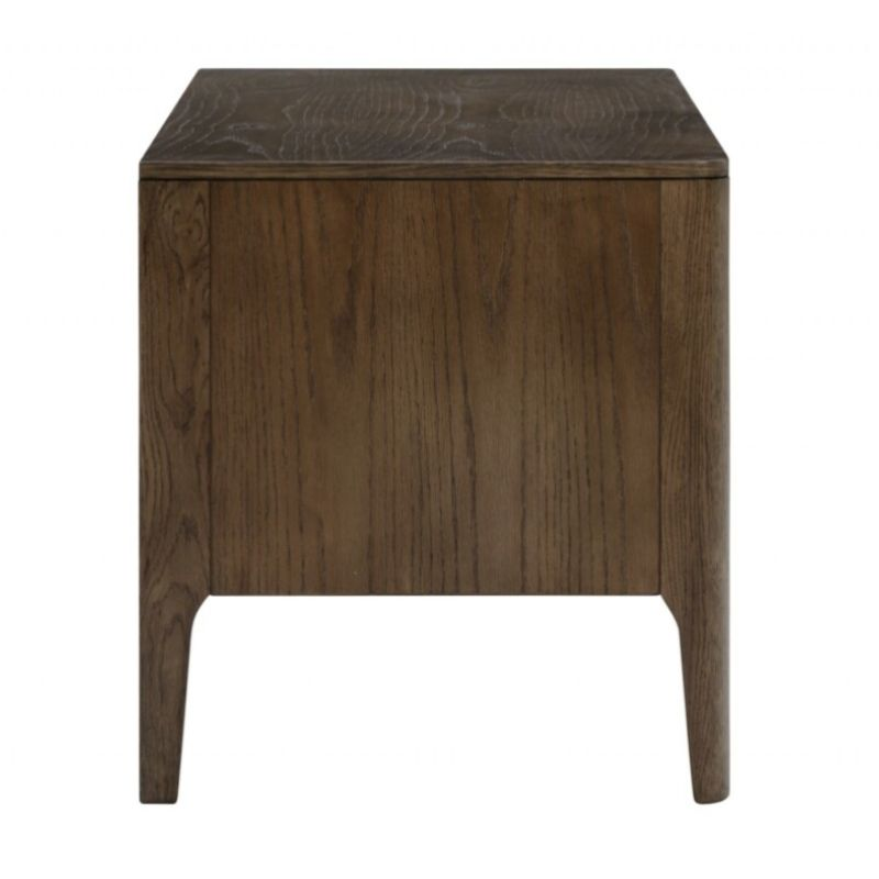 Side of wooden TV unit on a white background