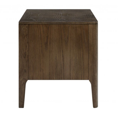 Side of wooden TV unit on a white background