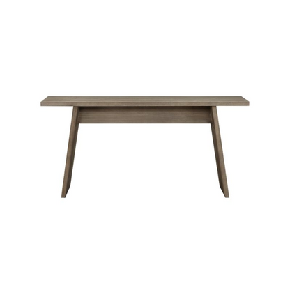 Wooden table with a minimalistic design on a white background
