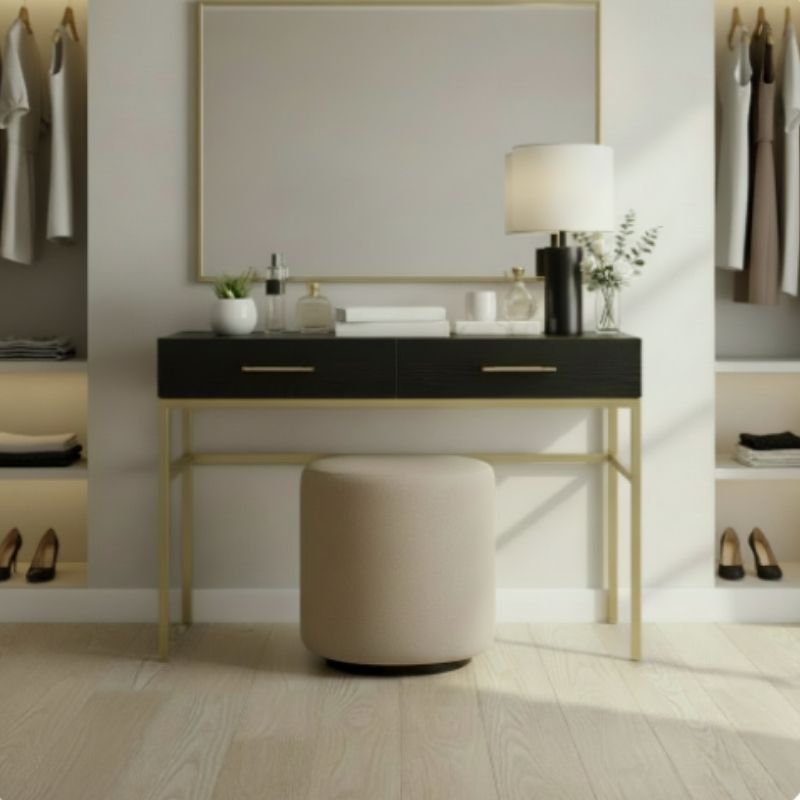 Twenty 10 Designs Tulip Black Oak 2 Drawer Dressing Table/Desk