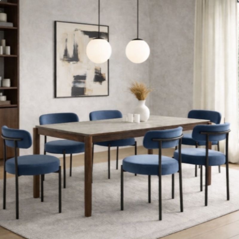 Twenty 10 Designs Flora Dining Chair in Blue Velvet