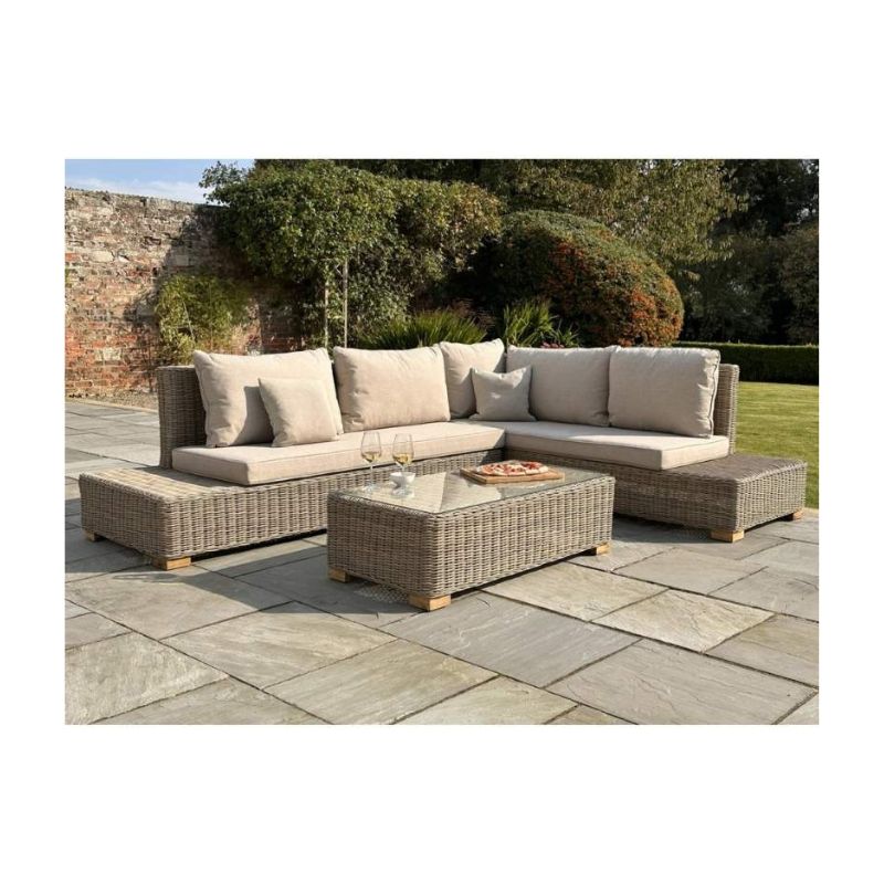 Hill Interiors Capri Collection Outdoor Large Corner And Coffee Table Set