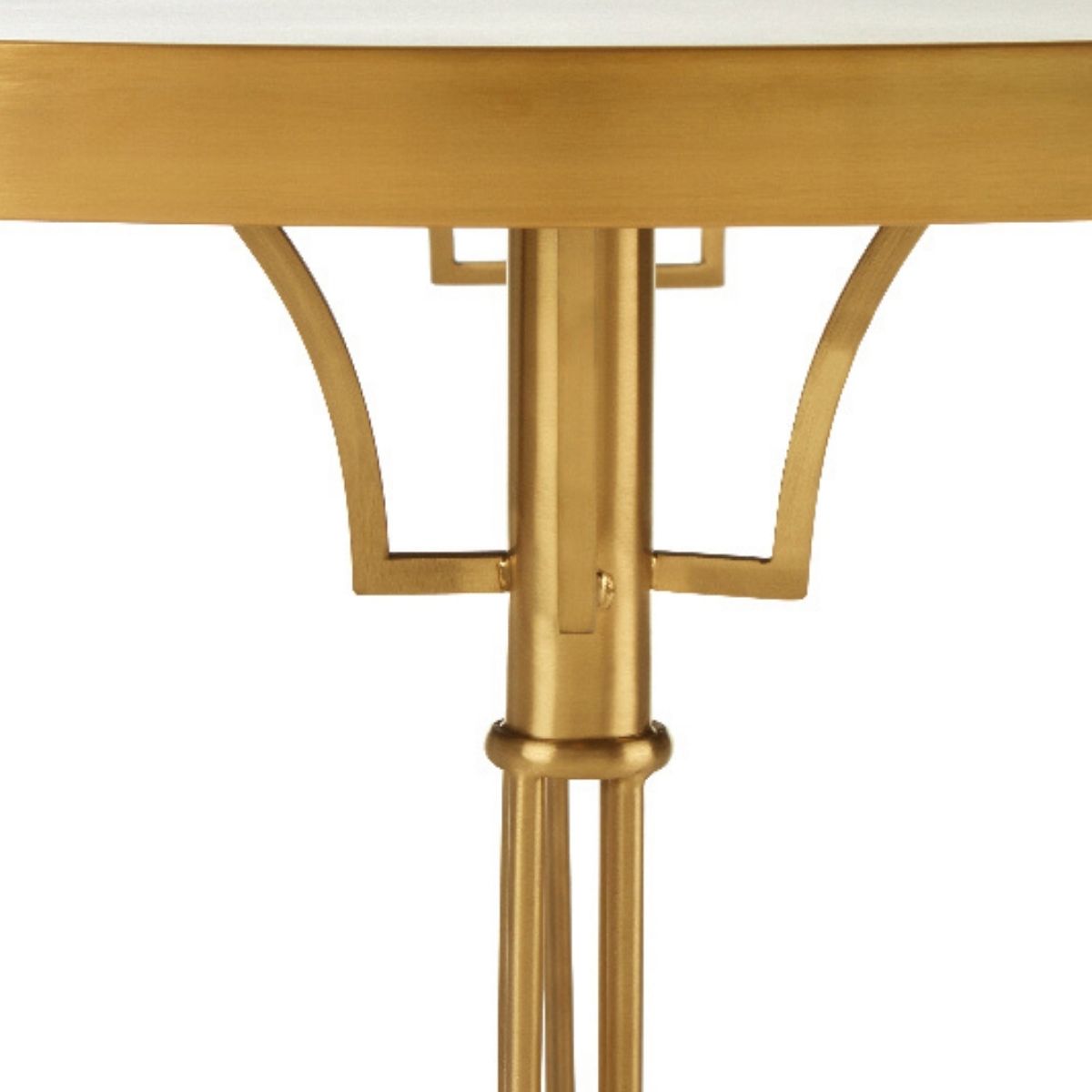 Gold metal table with a white background