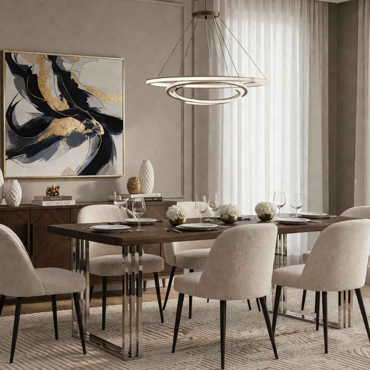 Ardela & Co Hemsley Natural Wood And Silver Dining Table