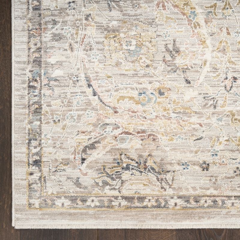 Nourison Antique Fusion Distressed Floral Light Grey Rug