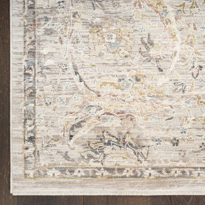Nourison Antique Fusion Distressed Floral Light Grey Rug