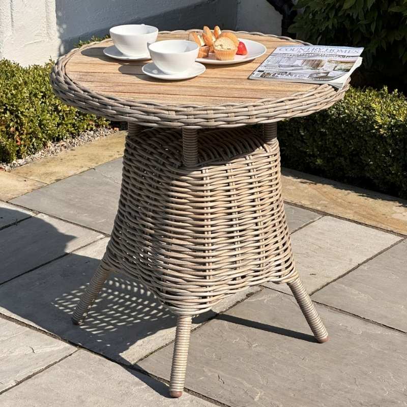 Hill Interiors Amalfi Collection Outdoor Bistro Table With Wood Top