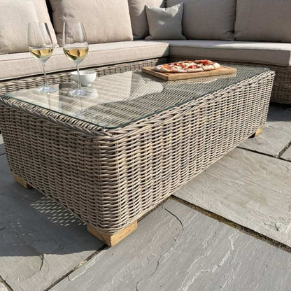 Hill Interiors Capri Collection Outdoor Large Corner And Coffee Table Set
