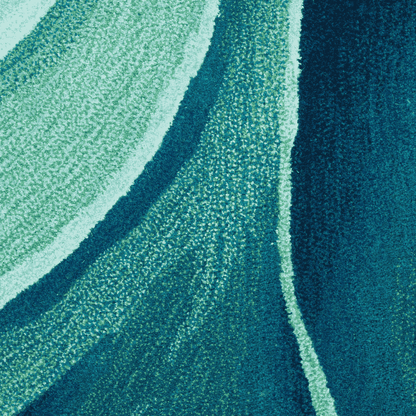 Abstract textured fabric or material swatch with flowing curved bands in teal, aqua, and dark blue-green.
