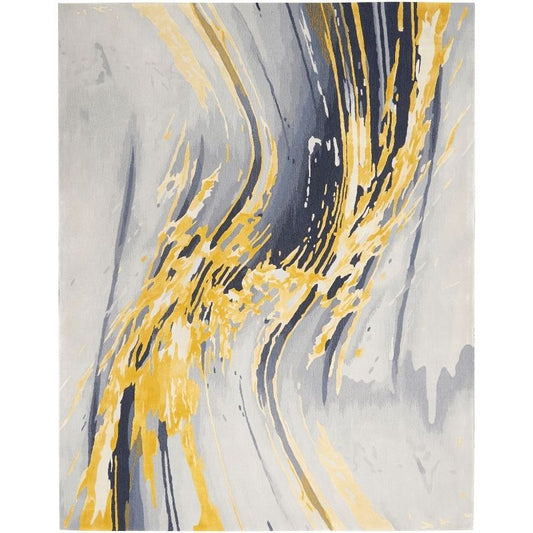Nourison Prismatic Contemporary Flow Rug - Grey & Gold