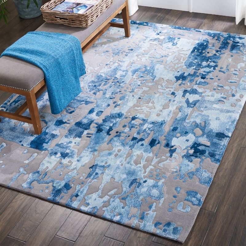 Nourison Prismatic Contemporary 3D Rug - Blue & Grey