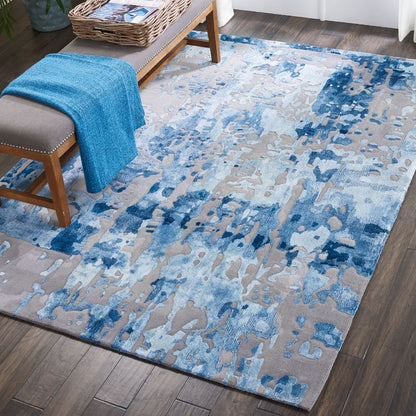Nourison Prismatic Contemporary 3D Rug - Blue & Grey