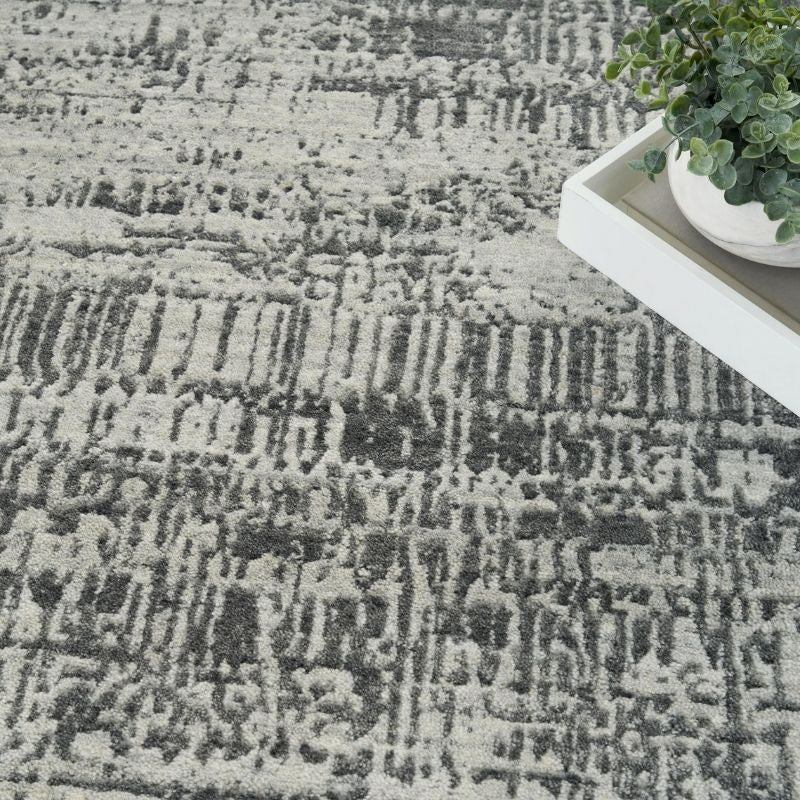 Nourison - Nourison Harmony Handwoven Abstract Ivory & Charcoal Rug