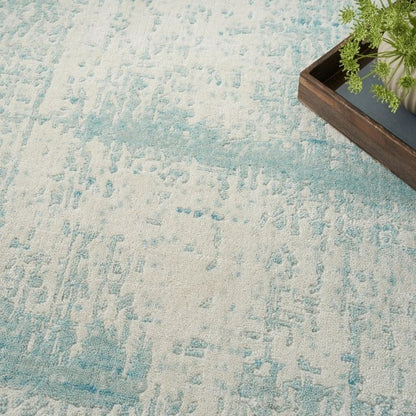 Nourison Harmony Handwoven Abstract Ivory & Aqua Rug