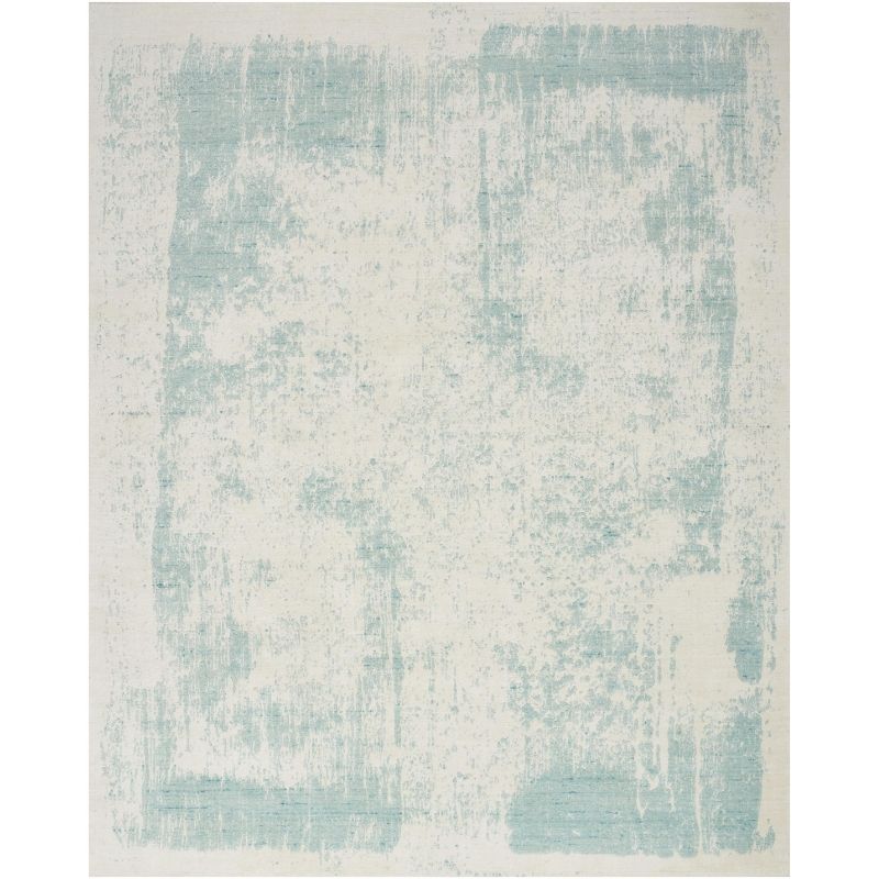 Nourison Harmony Handwoven Abstract Ivory & Aqua Rug