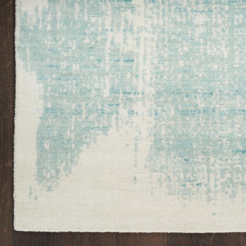 Nourison Harmony Handwoven Abstract Ivory & Aqua Rug