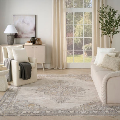 Nourison Antique Fusion Persion Inspired Rug - Ivory Charcoal