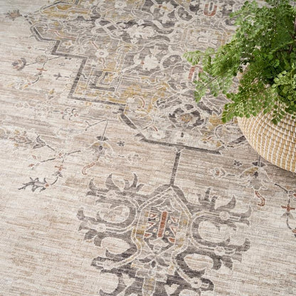 Nourison Antique Fusion Persion Inspired Rug - Ivory Charcoal
