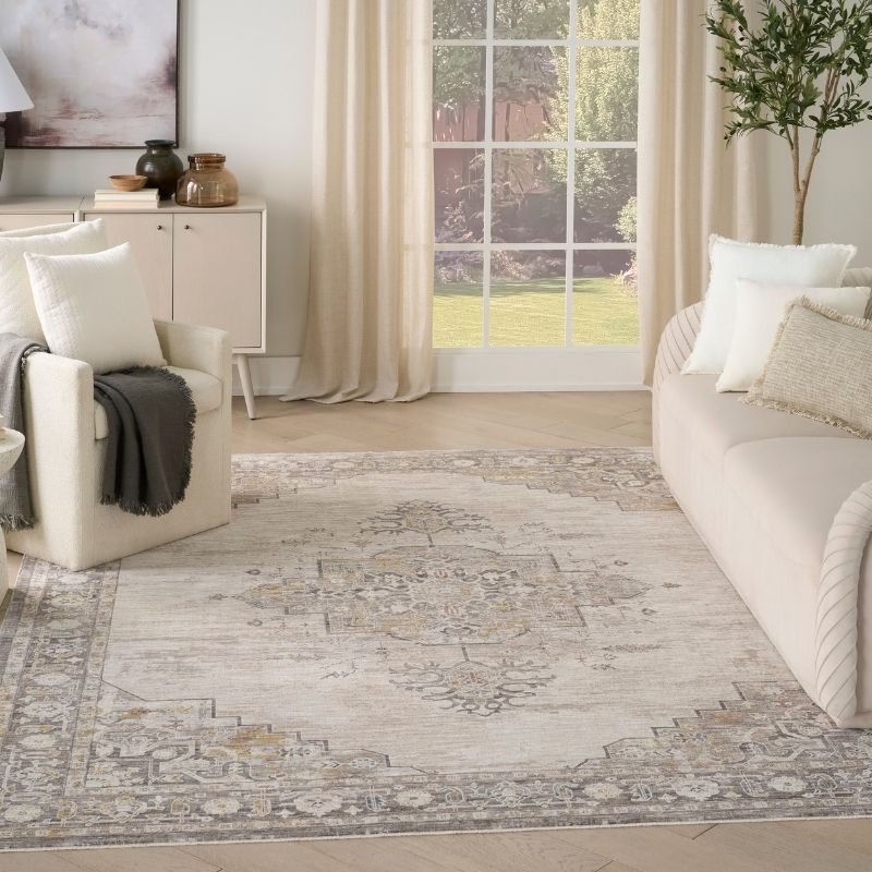 Nourison Antique Fusion Persion Inspired Rug - Ivory Charcoal