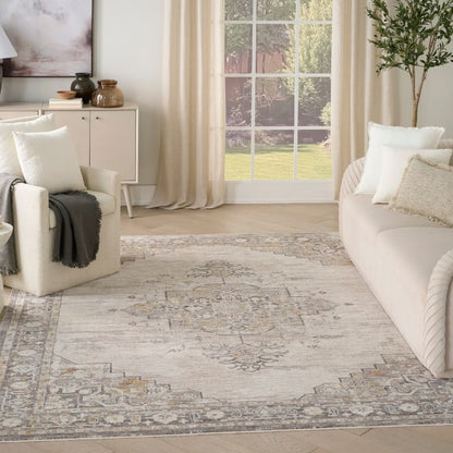 Nourison Antique Fusion Persion Inspired Rug - Ivory Charcoal
