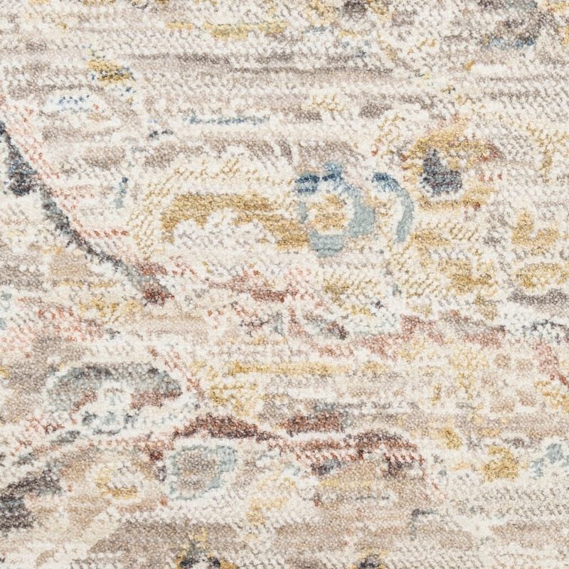 Close-up of a textured rug with multicolor pattern