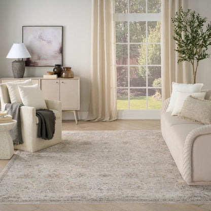 Nourison Antique Fusion Distressed Floral Light Grey Rug