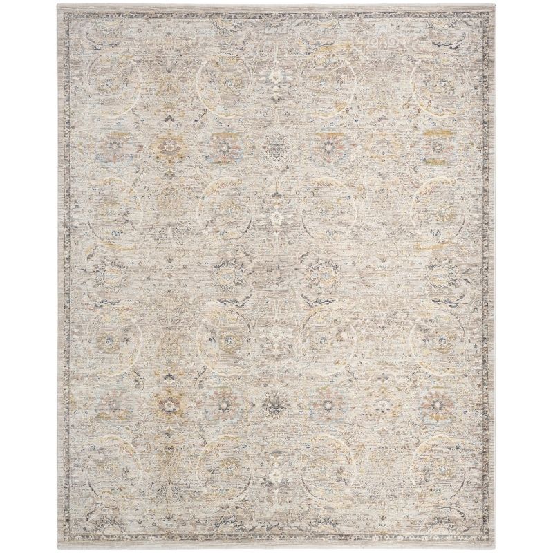 Nourison Antique Fusion Distressed Floral Light Grey Rug