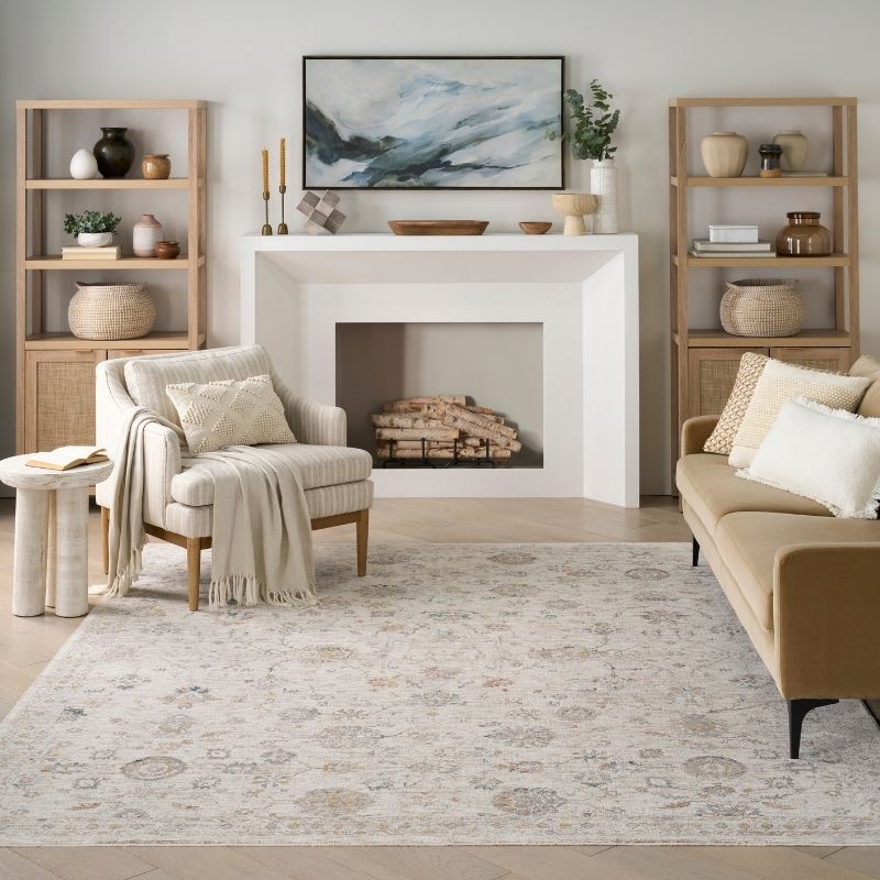 Nourison Antique Fusion Distressed Botanical Ivory Multicolour Rug