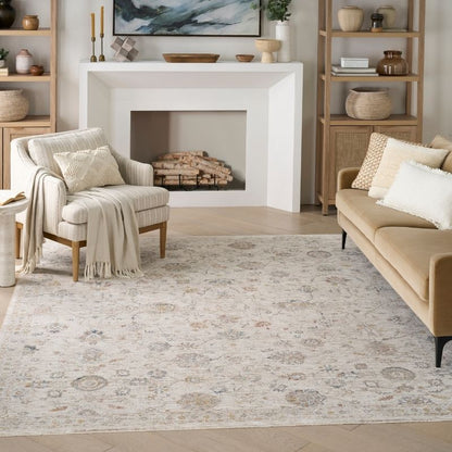 Nourison Antique Fusion Distressed Botanical Ivory Multicolour Rug