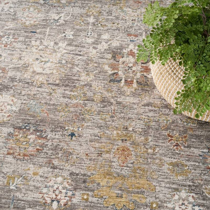 Nourison Antique Fusion Distressed Botanical Grey Rug