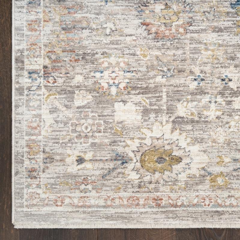 Nourison Antique Fusion Distressed Botanical Grey Rug